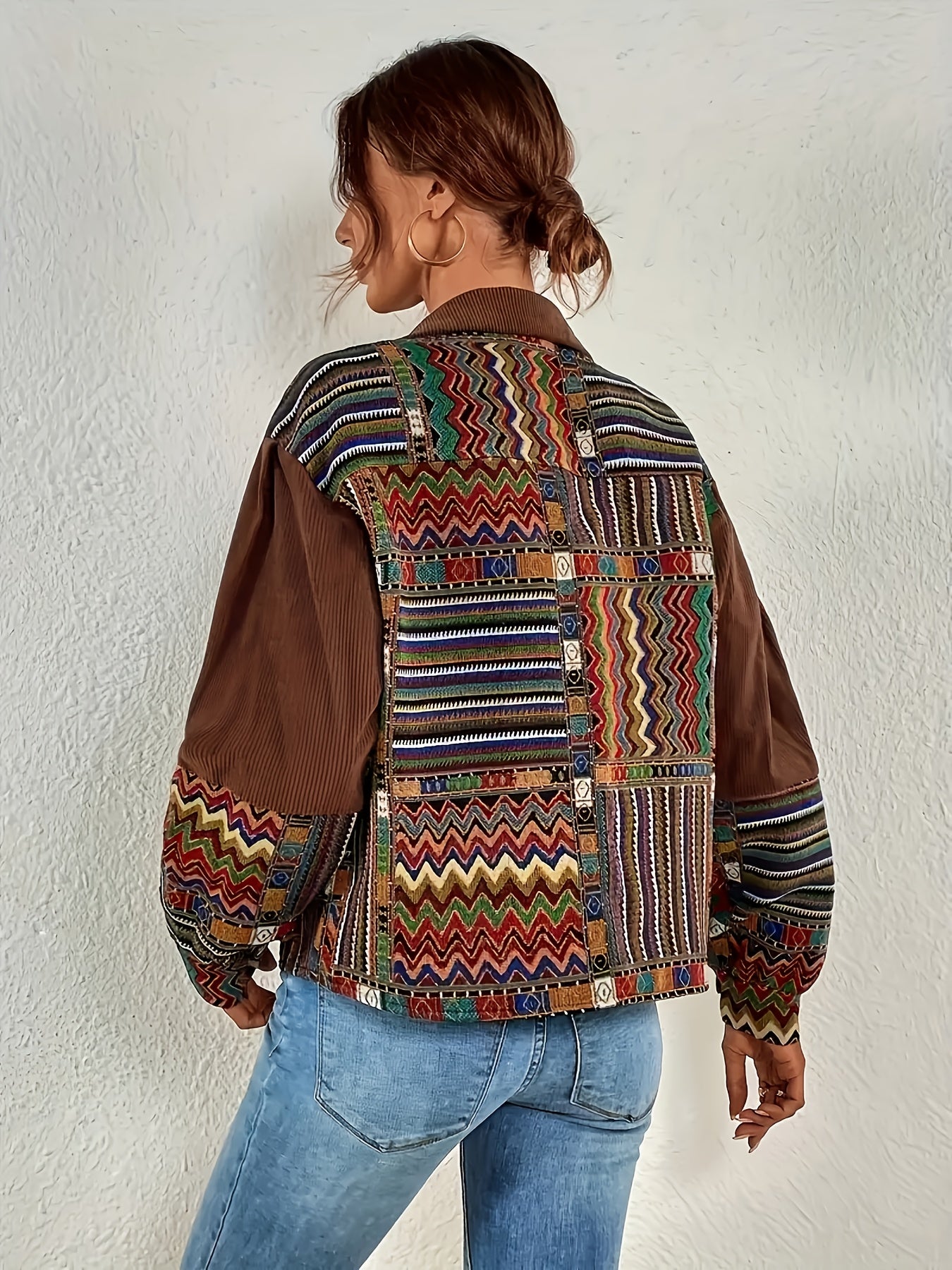 Veste Patchwork Velours Côtelé – Élégance Colorée