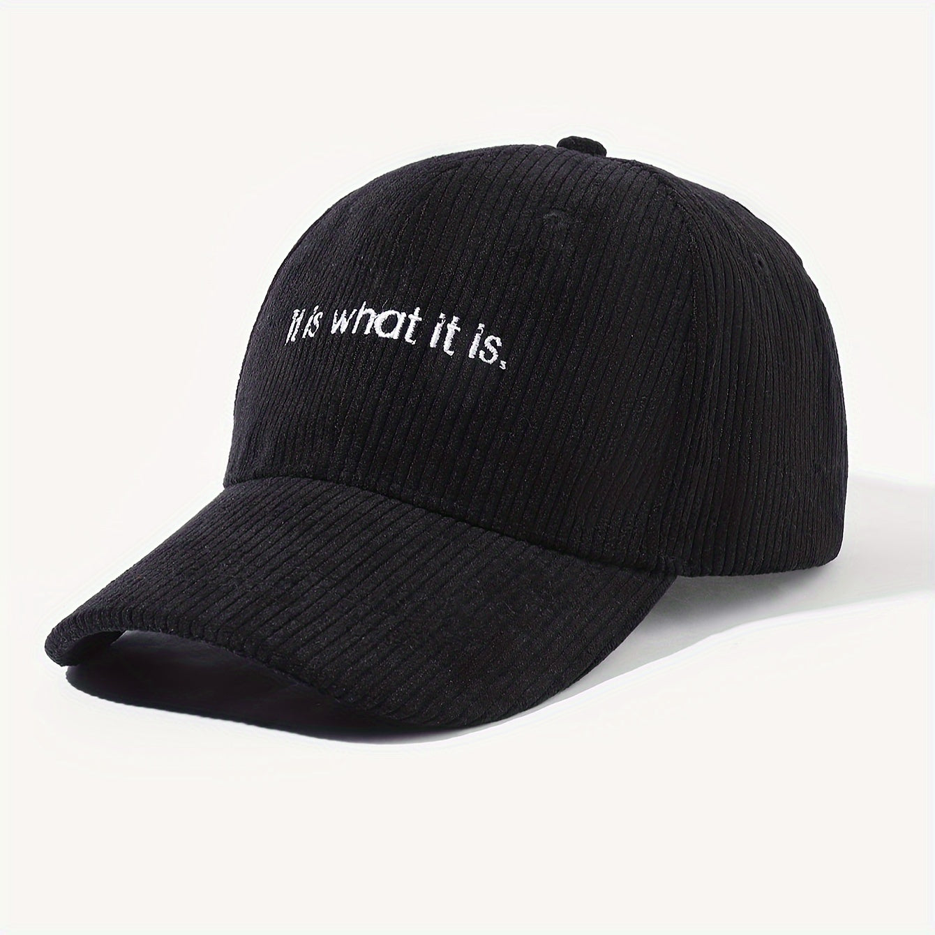 Casquette en velours côtelé brodée – It is what it is
