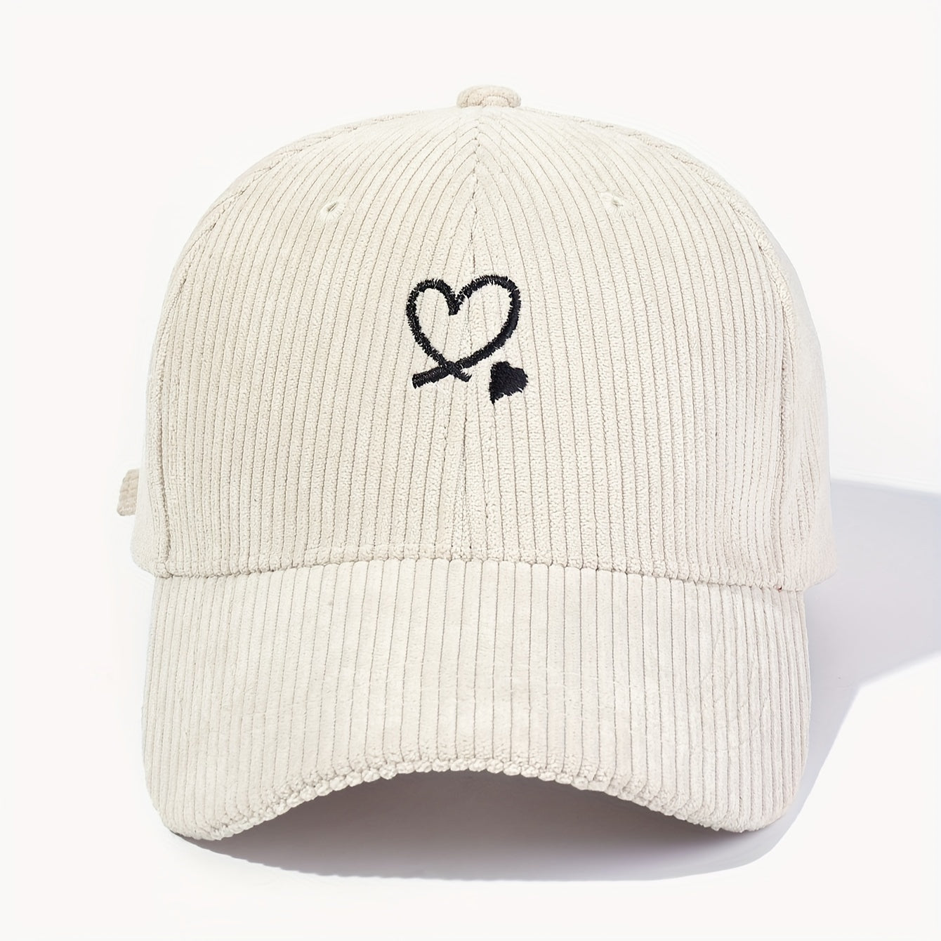 Casquette en velours côtelé brodée – Cœur