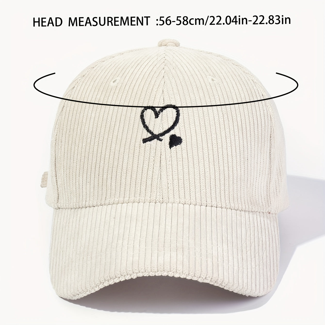 Casquette en velours côtelé brodée – Cœur