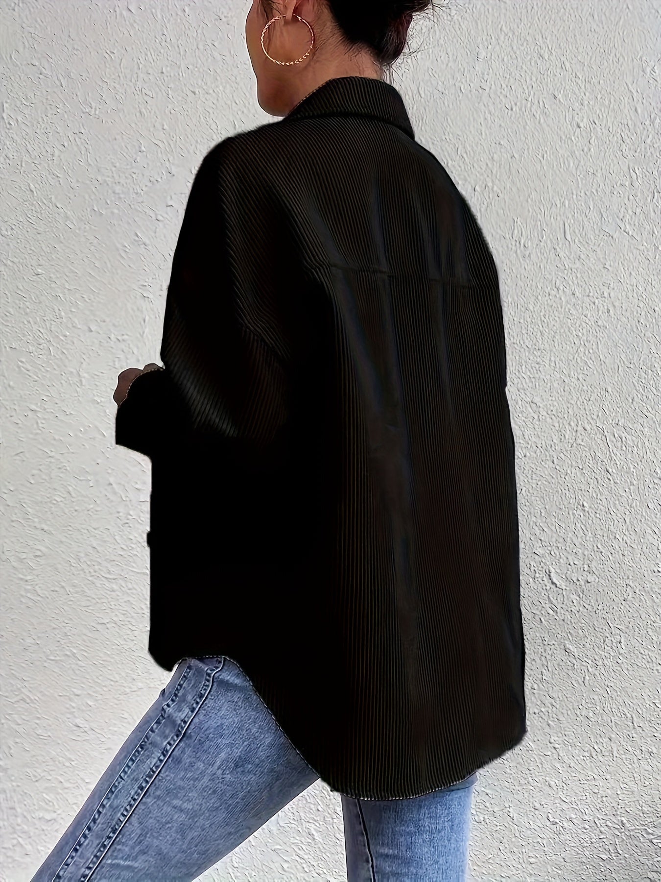 Veste Femme Oversize en Velours Côtelé – Poches à Rabat