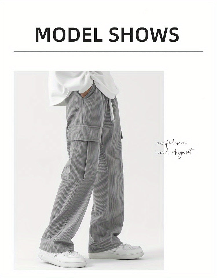 Pantalon Cargo Homme en Velours Côtelé – Style Décontracté et Fonctionnel