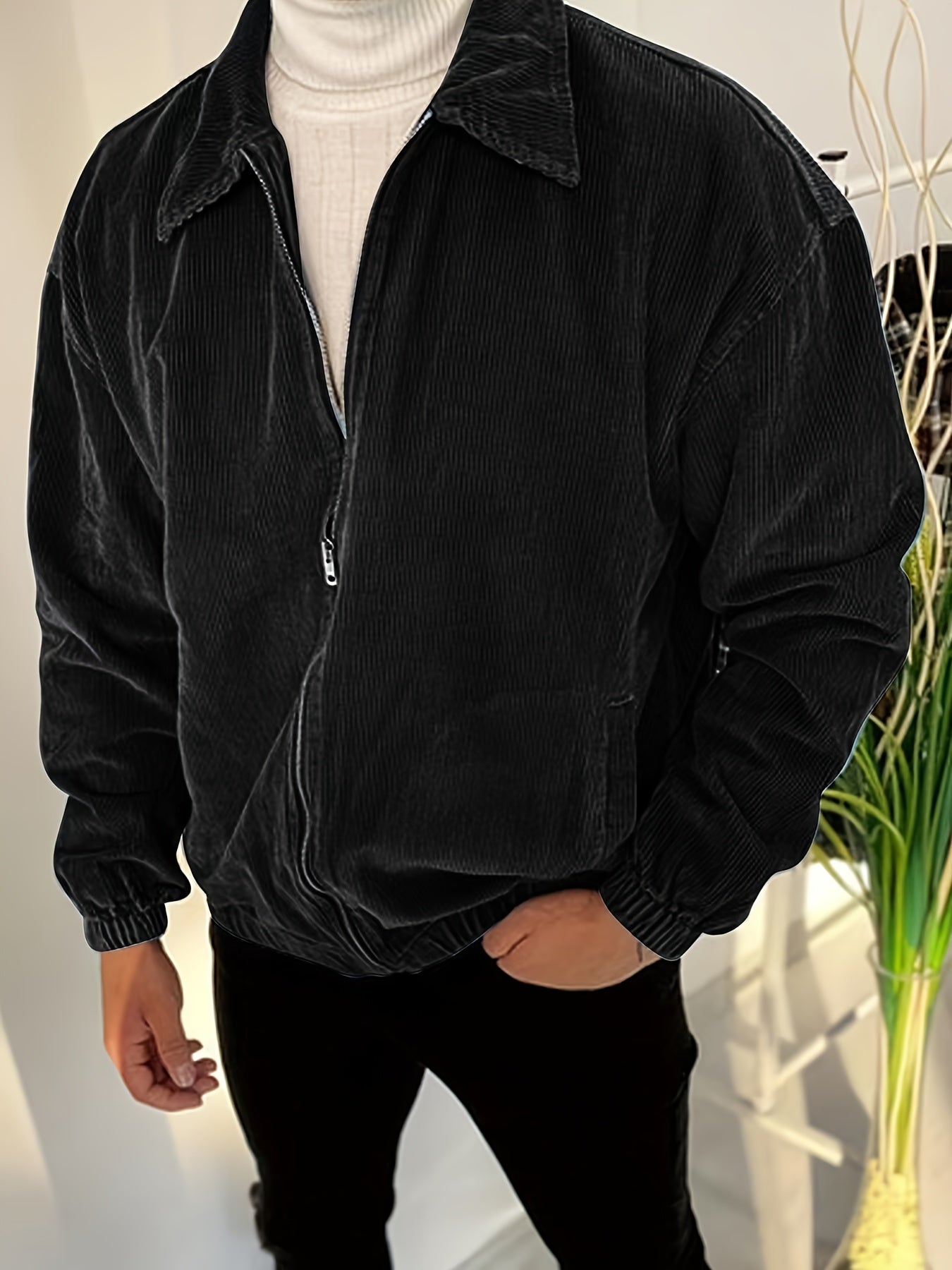 Veste en velours côtelé marron zippée – Style universitaire et casual chic