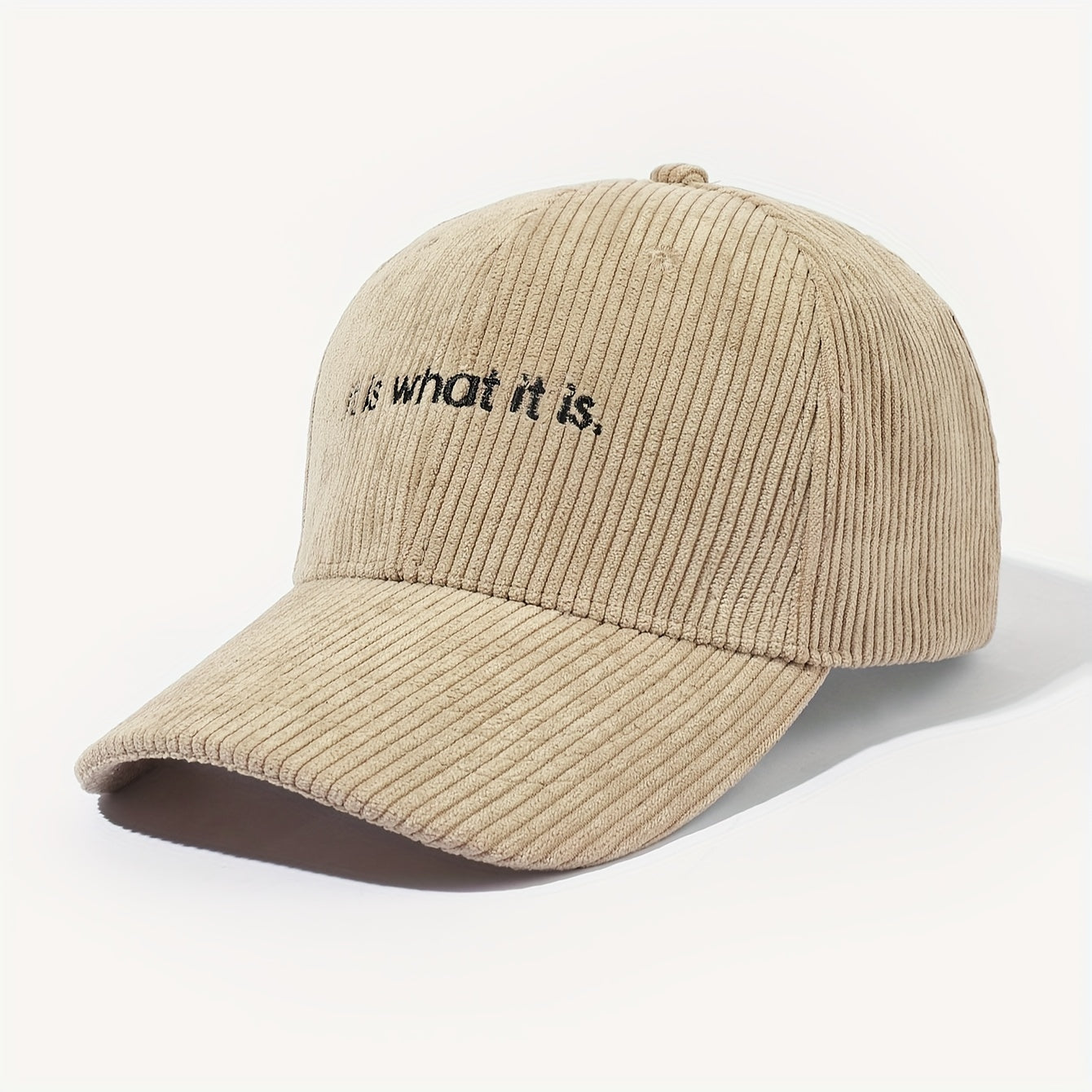 Casquette en velours côtelé brodée – It is what it is