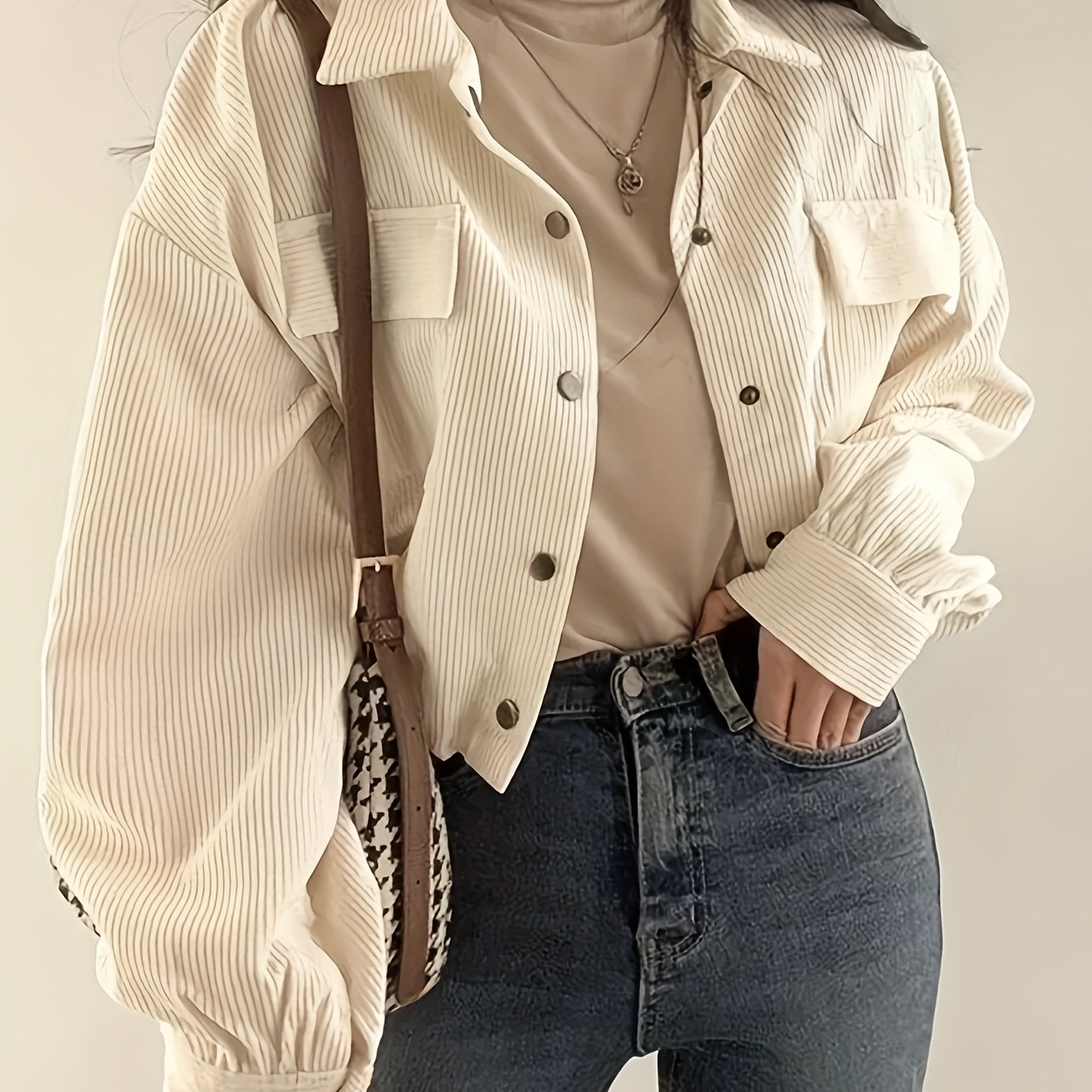 Veste Femme Oversize en Velours Côtelé – Élégance Décontractée