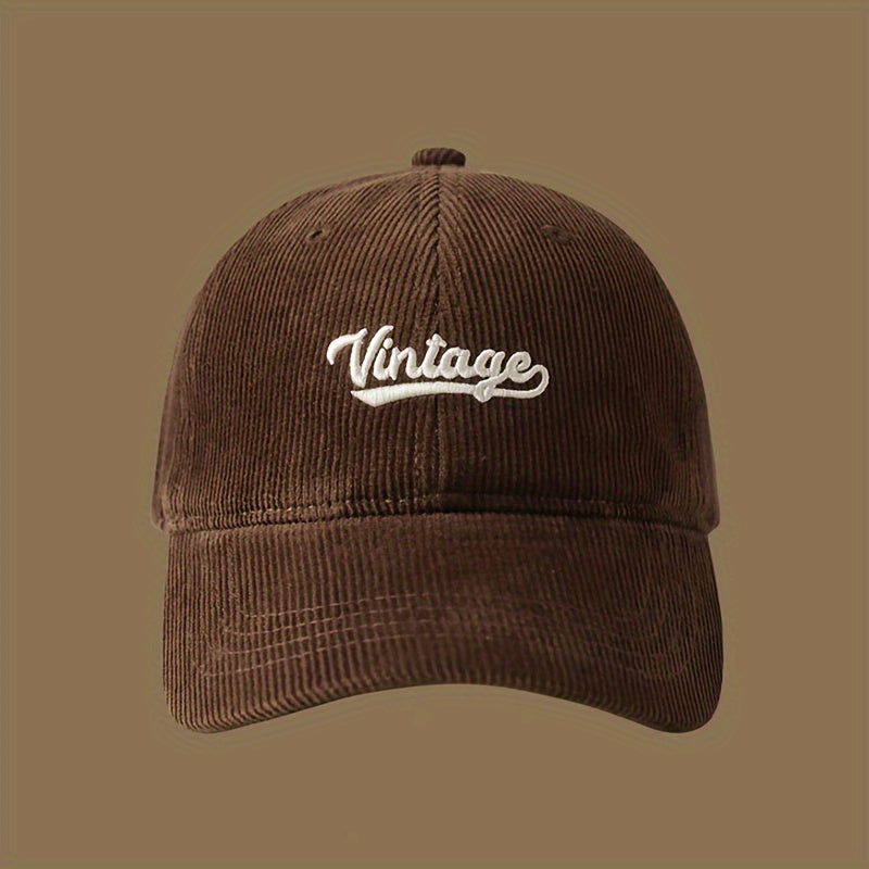 Casquette en velours côtelé brodée – Vintage