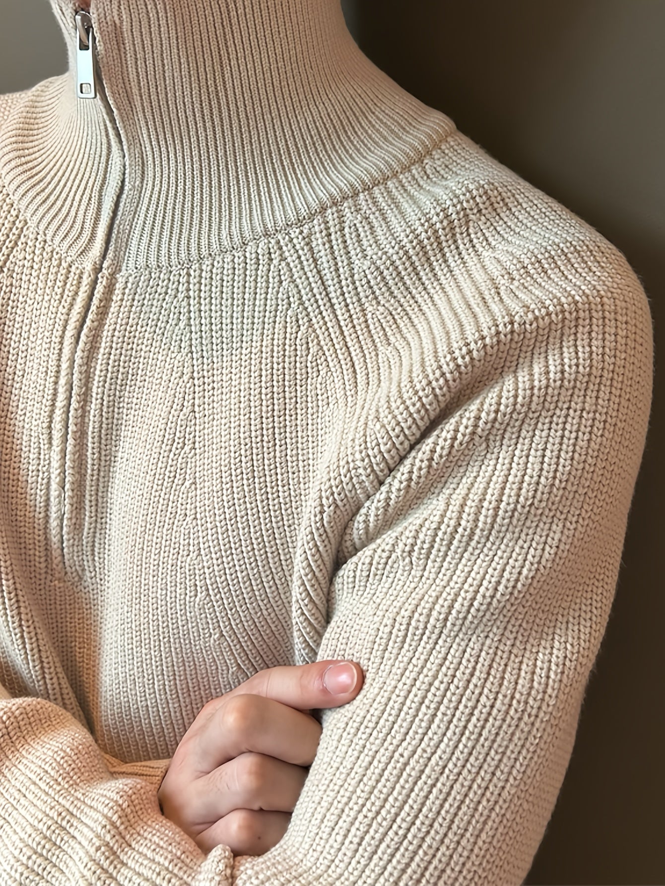 Pull Zippé Col Lapel en Maille - Chic Casual