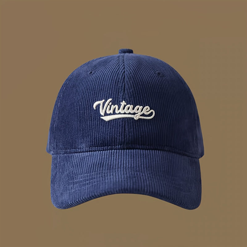 Casquette en velours côtelé brodée – Vintage