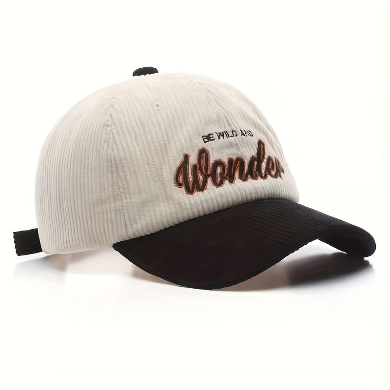 Casquette en velours côtelé brodée – Wondeur
