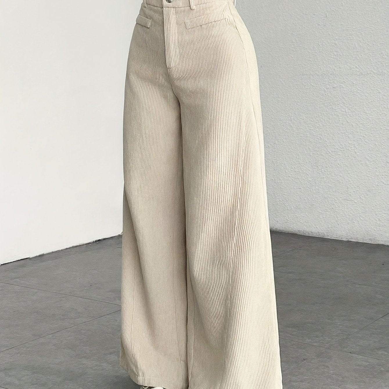 Pantalon Femme Taille Haute Velours Côtelé – Élégance Décontractée