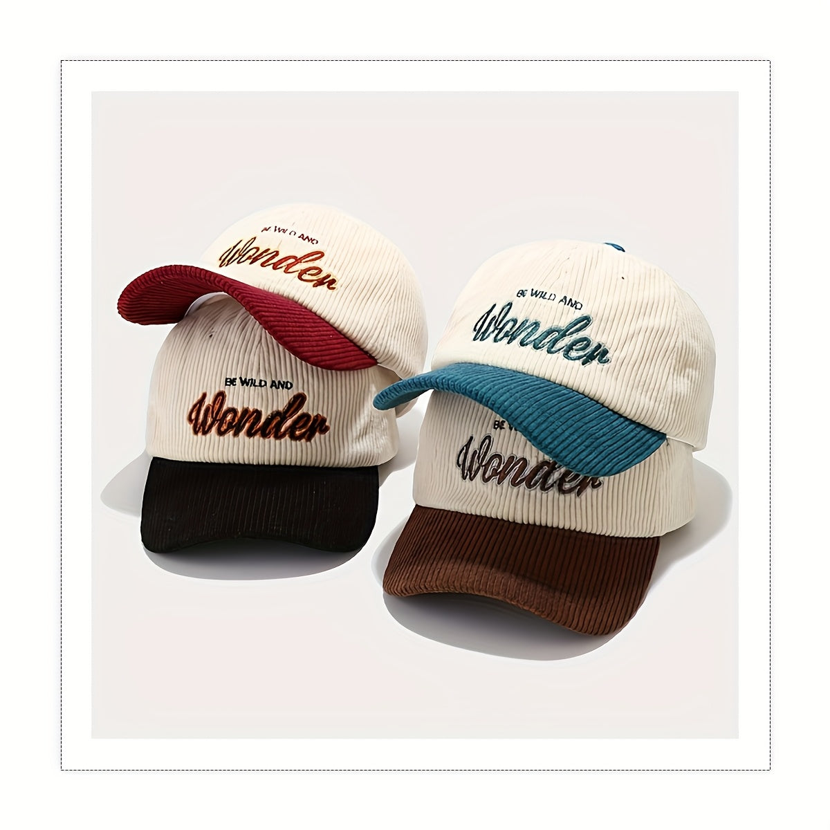 Casquette en velours côtelé brodée – Wondeur