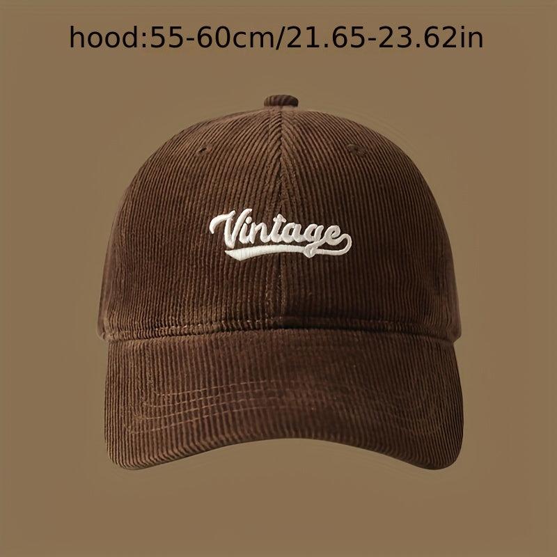 Casquette en velours côtelé brodée – Vintage