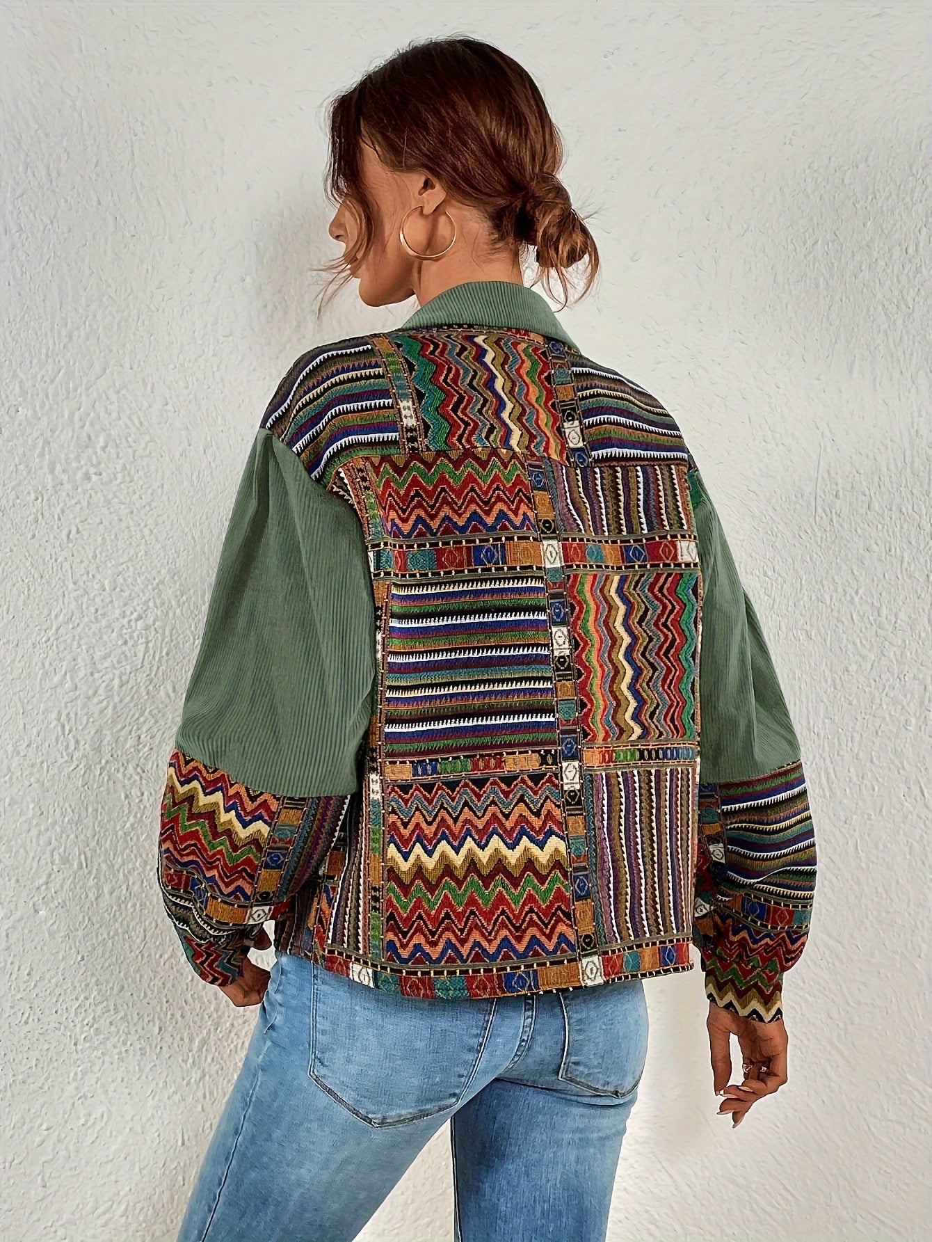 Veste Patchwork Velours Côtelé – Élégance Colorée
