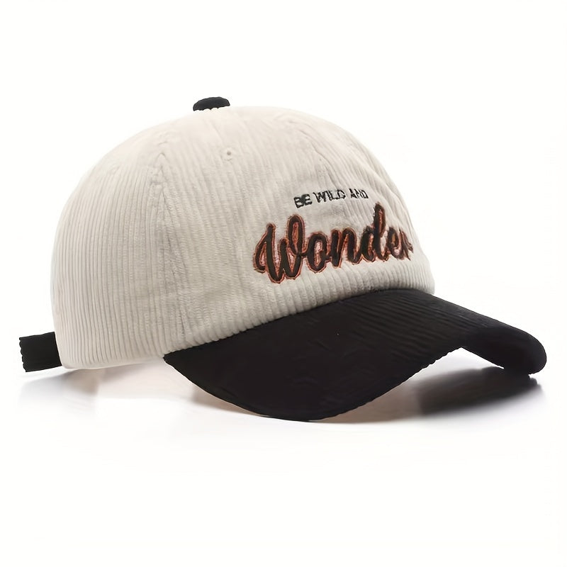 Casquette en velours côtelé brodée – Wondeur