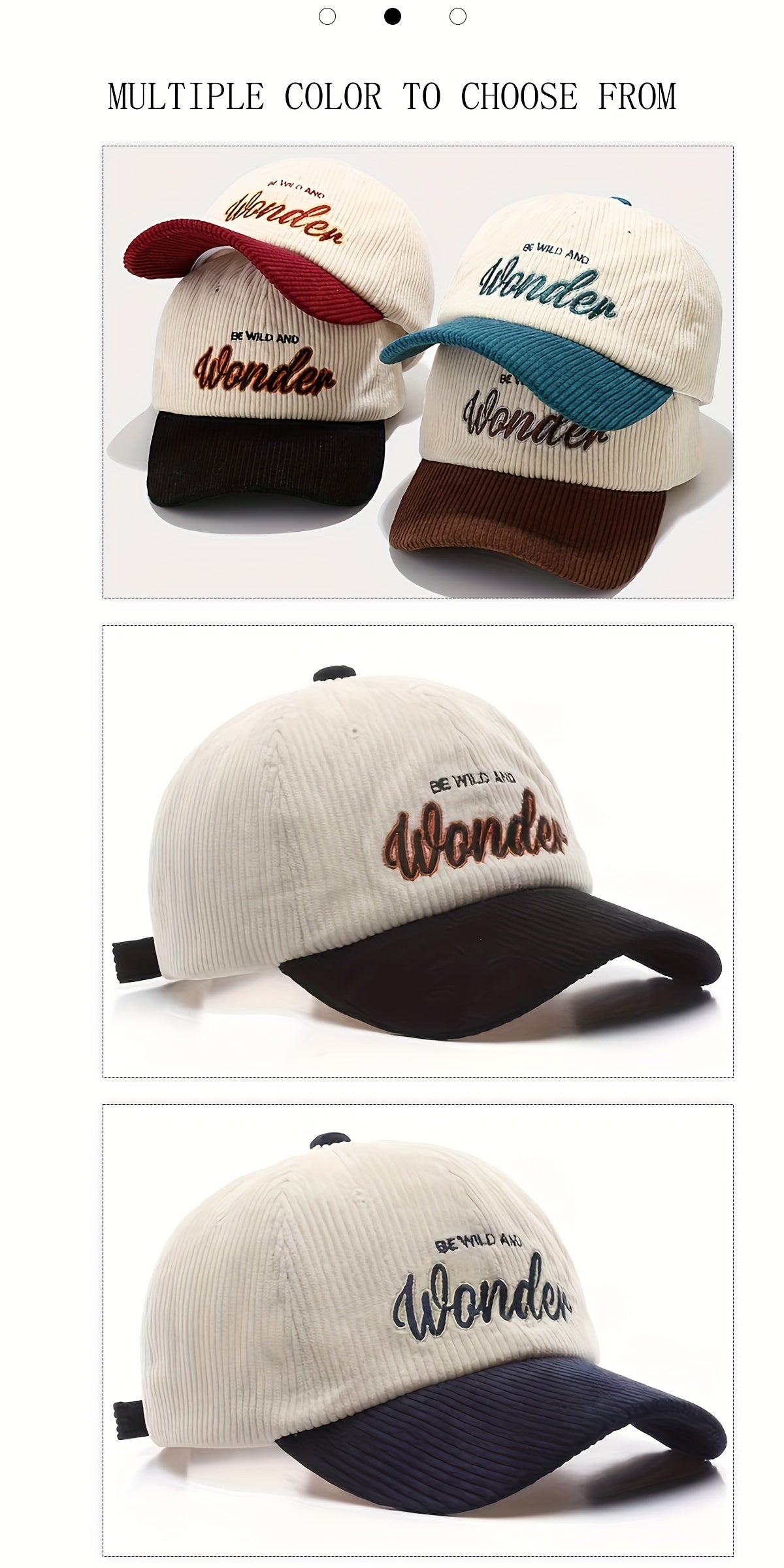 Casquette en velours côtelé brodée – Wondeur
