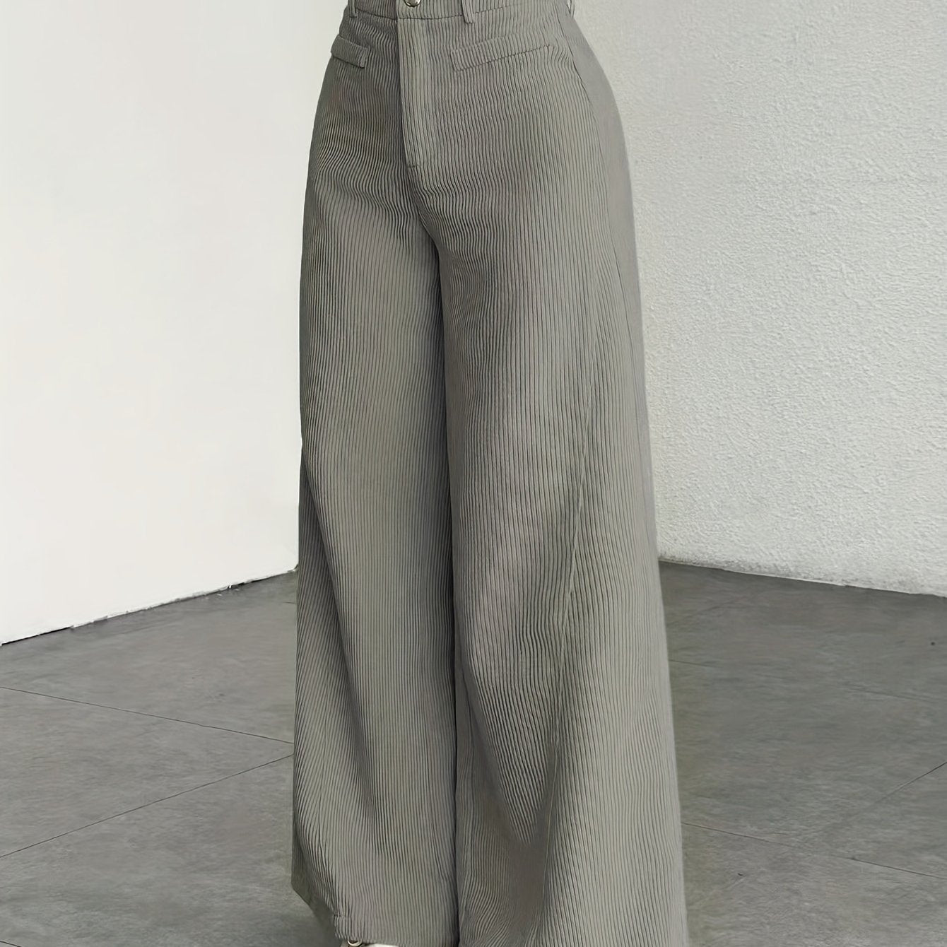 Pantalon Femme Taille Haute Velours Côtelé – Élégance Décontractée
