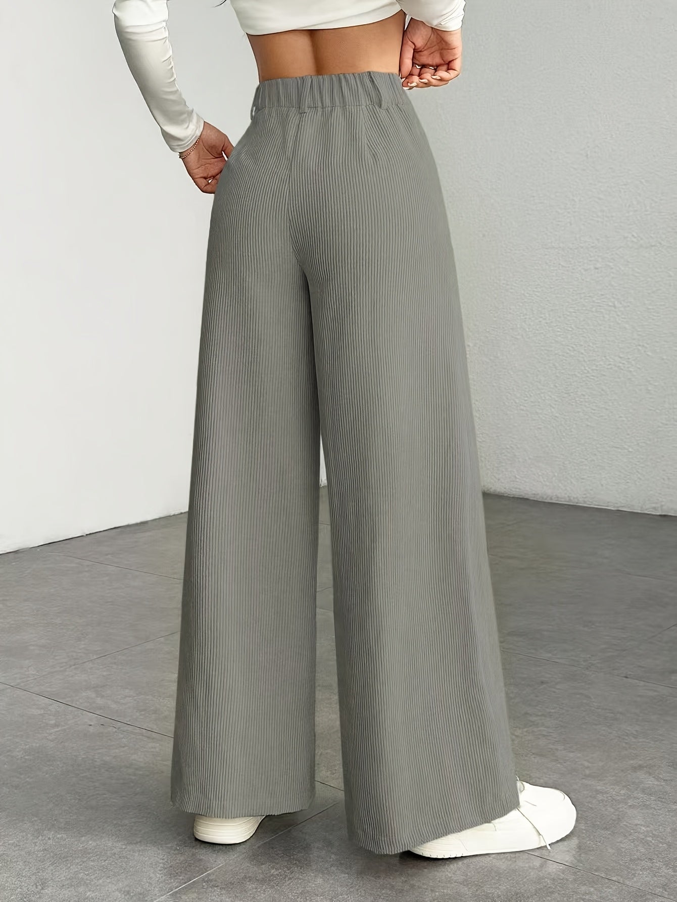 Pantalon Femme Taille Haute Velours Côtelé – Élégance Décontractée
