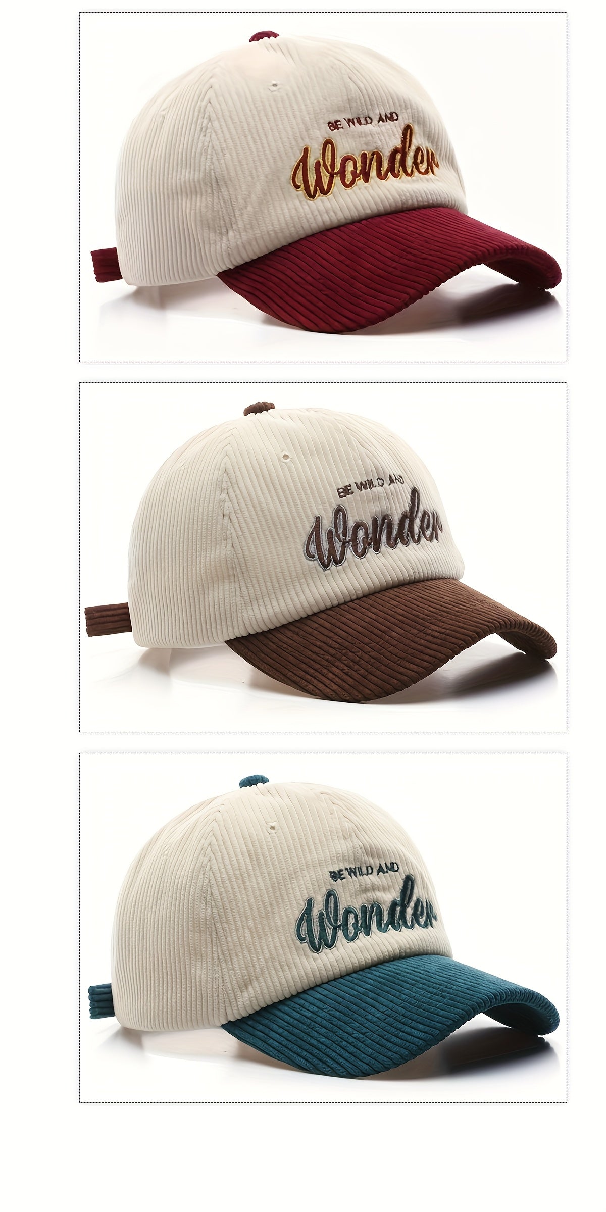 Casquette en velours côtelé brodée – Wondeur