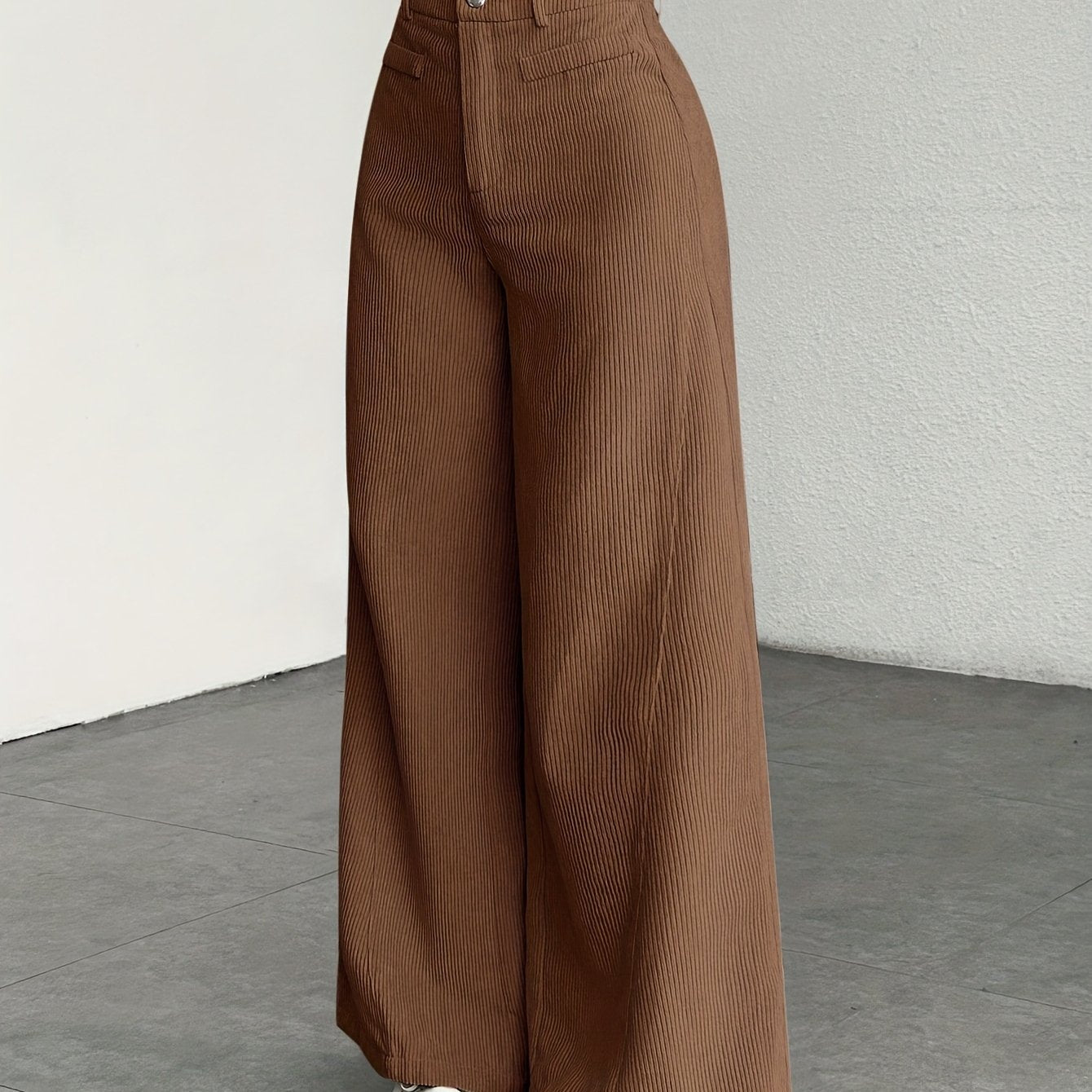 Pantalon Femme Taille Haute Velours Côtelé – Élégance Décontractée
