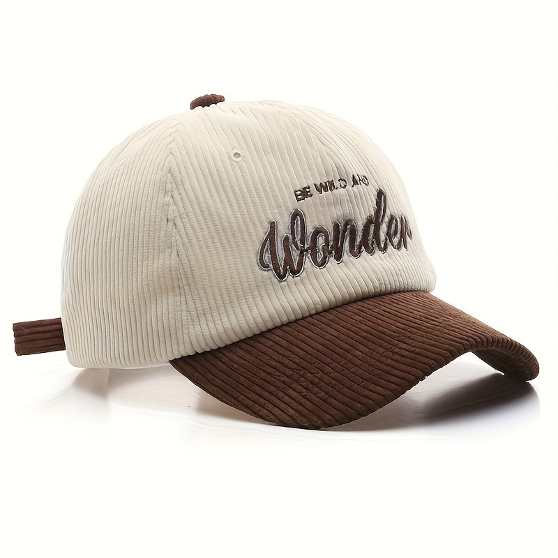 Casquette en velours côtelé brodée – Wondeur