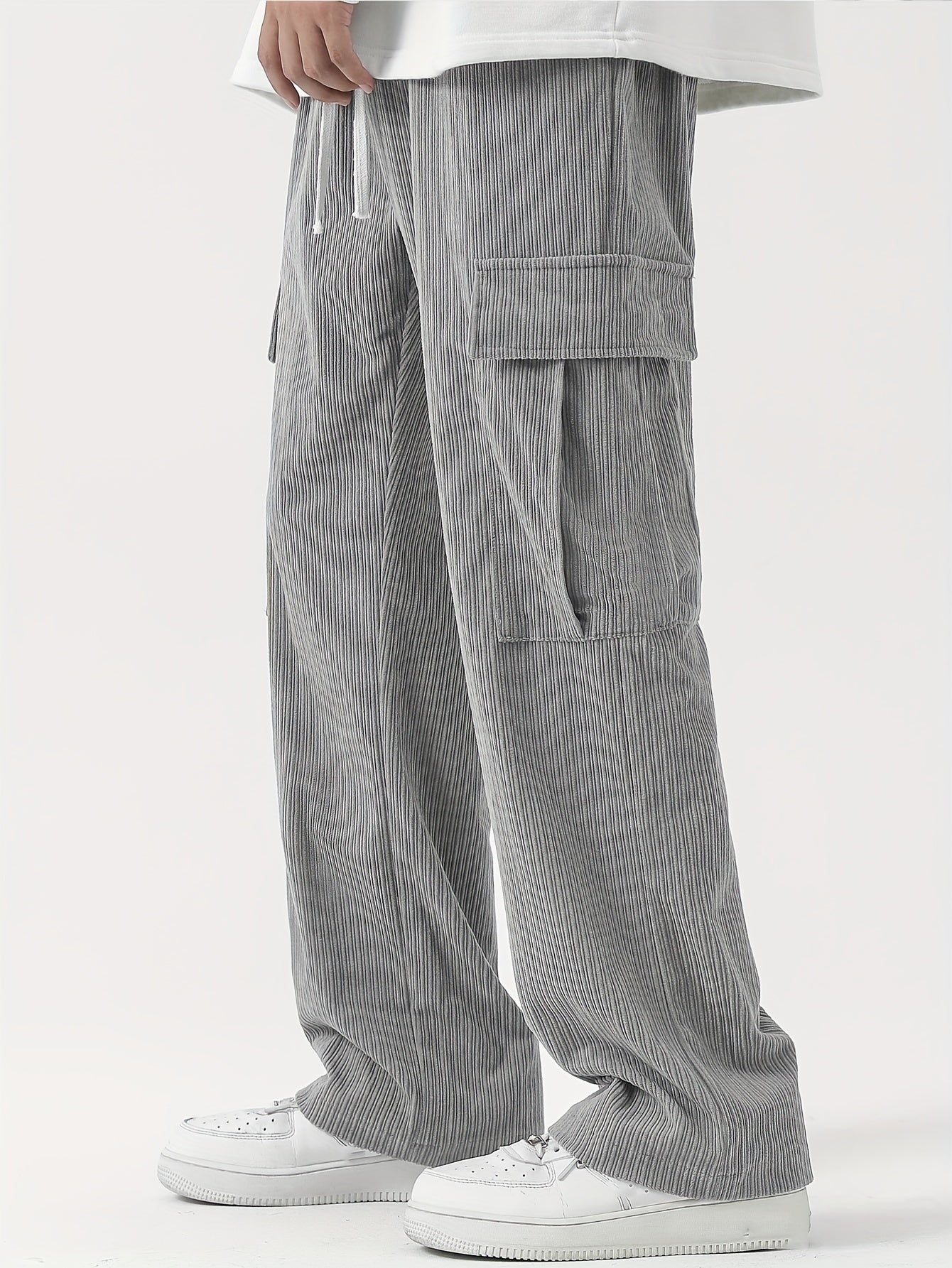 Pantalon Cargo Homme en Velours Côtelé – Style Décontracté et Fonctionnel