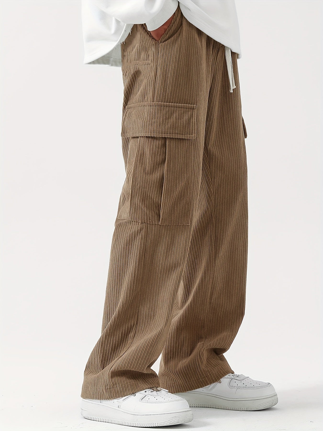 Pantalon Cargo Homme en Velours Côtelé – Style Décontracté et Fonctionnel