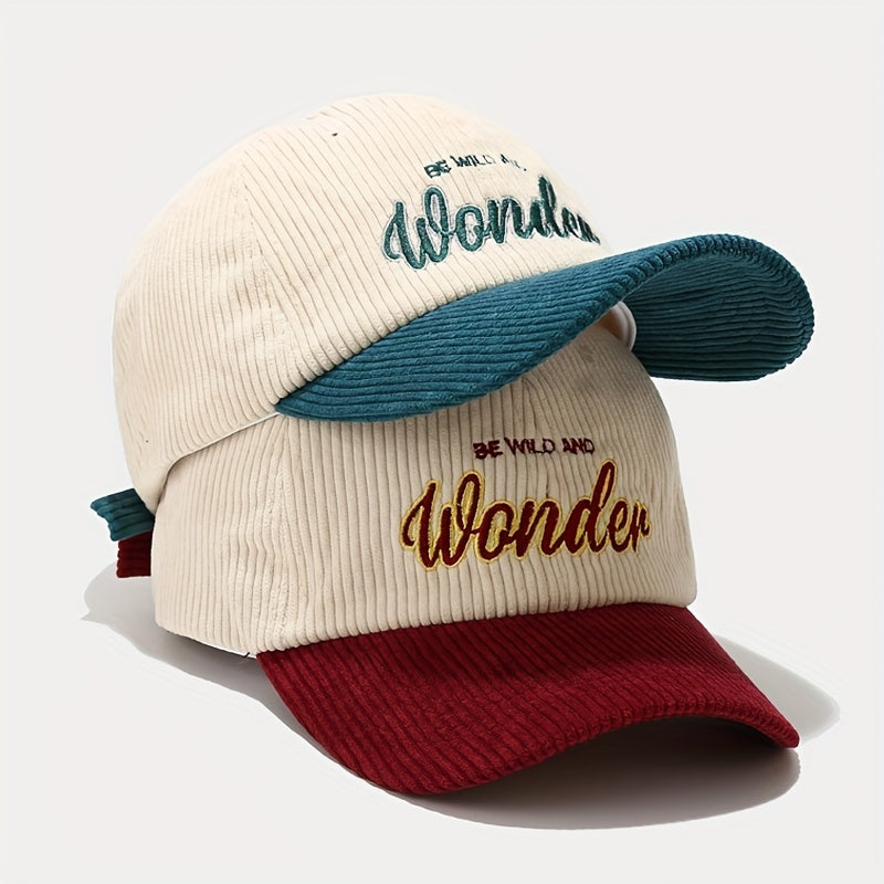 Casquette en velours côtelé brodée – Wondeur