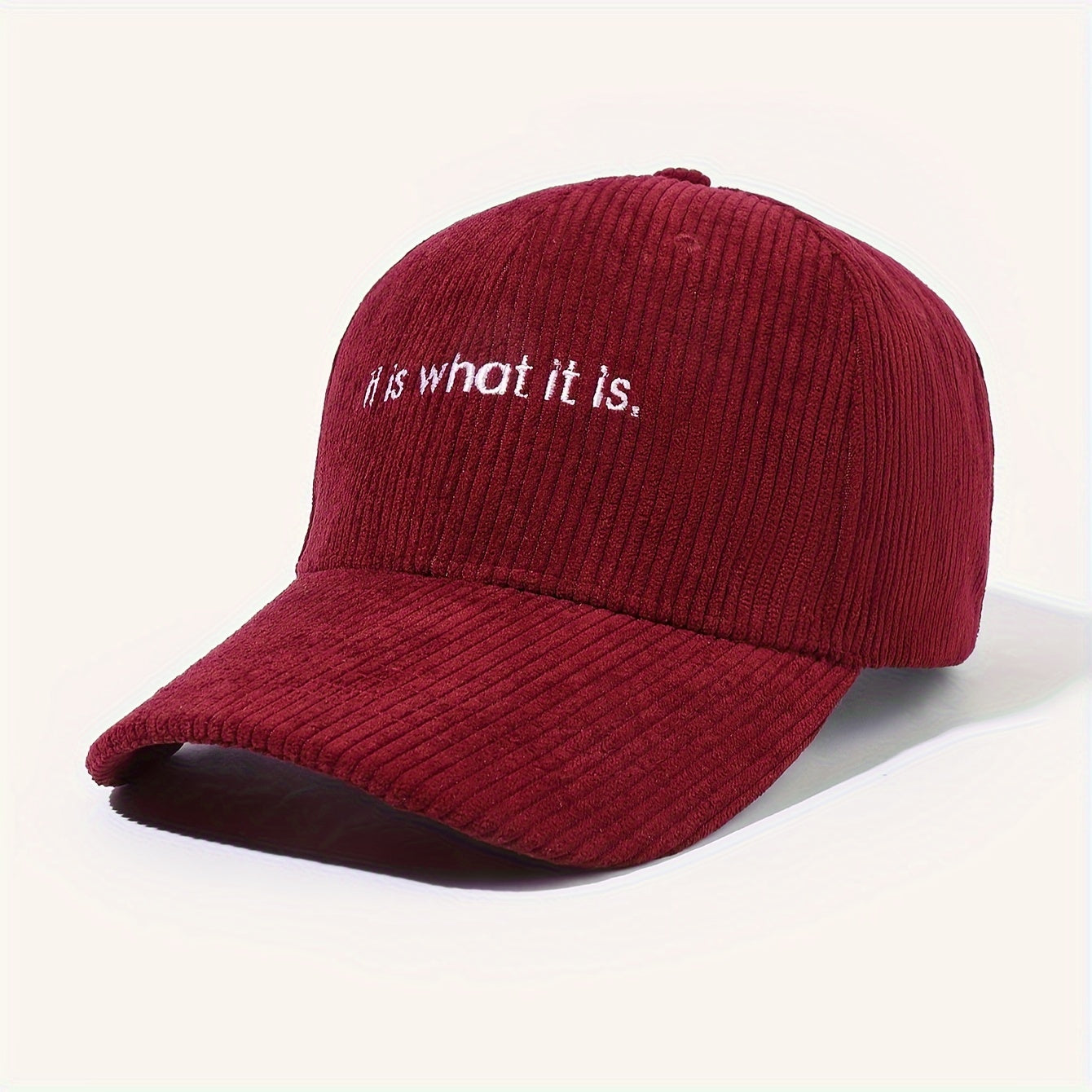 Casquette en velours côtelé brodée – It is what it is