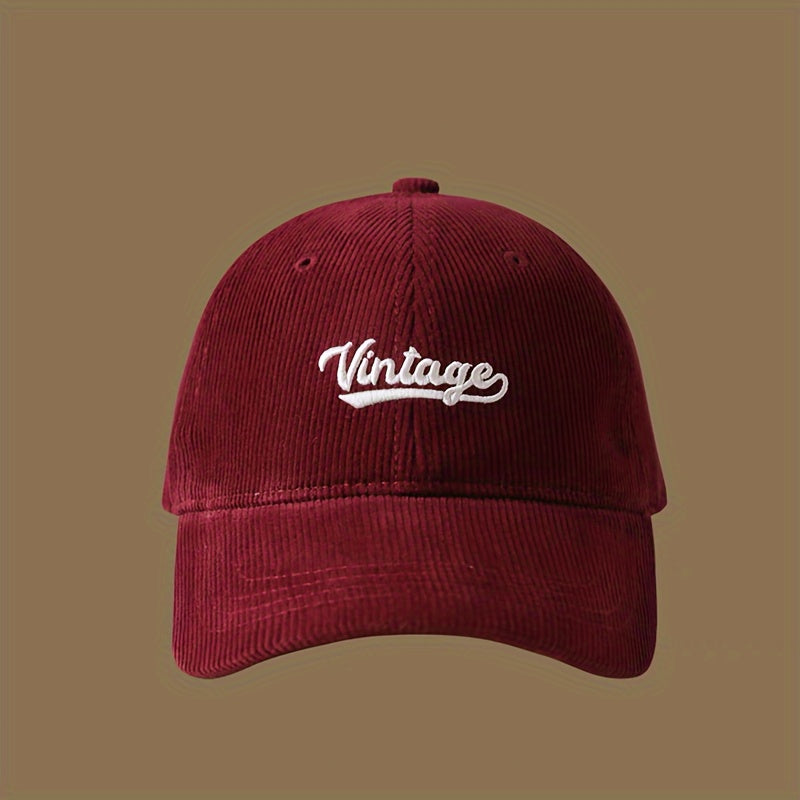 Casquette en velours côtelé brodée – Vintage