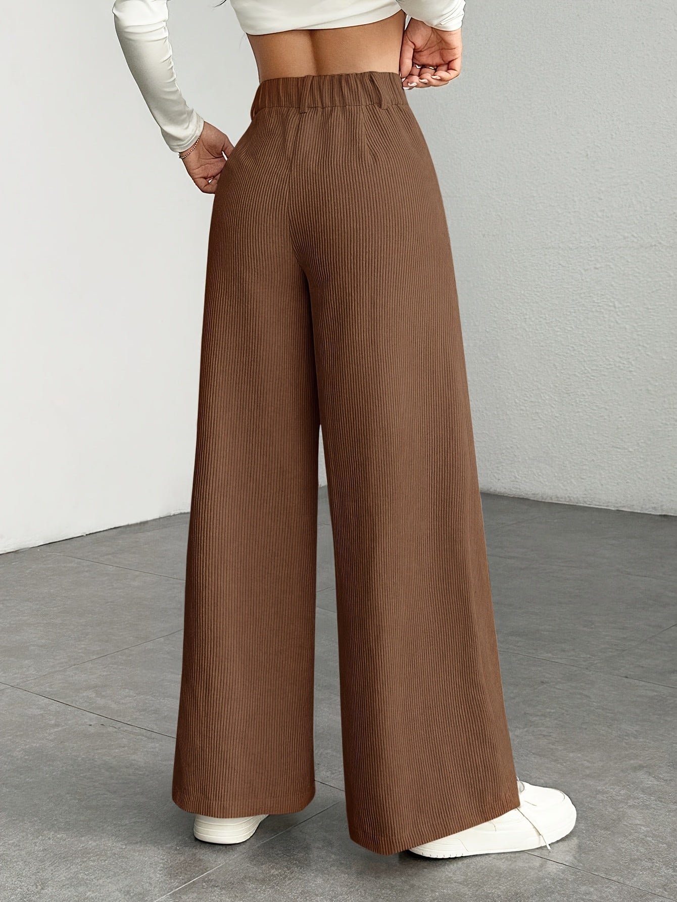 Pantalon Femme Taille Haute Velours Côtelé – Élégance Décontractée