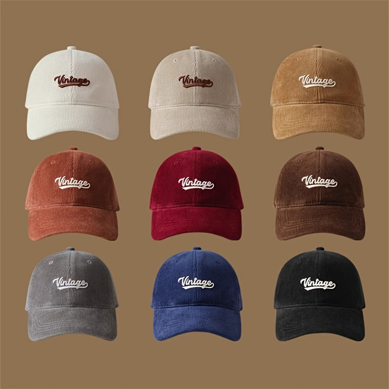 Casquette en velours côtelé brodée – Vintage