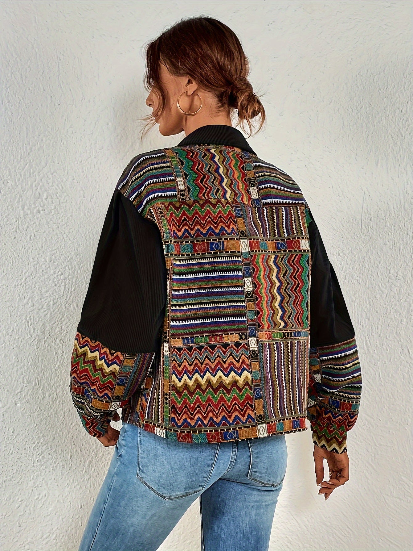 Veste Patchwork Velours Côtelé – Élégance Colorée