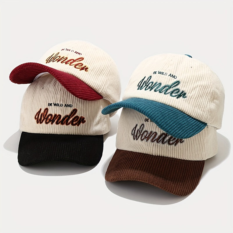 Casquette en velours côtelé brodée – Wondeur