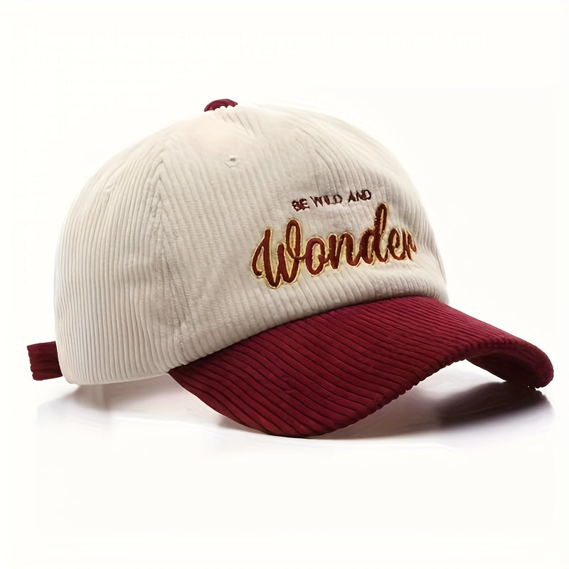 Casquette en velours côtelé brodée – Wondeur