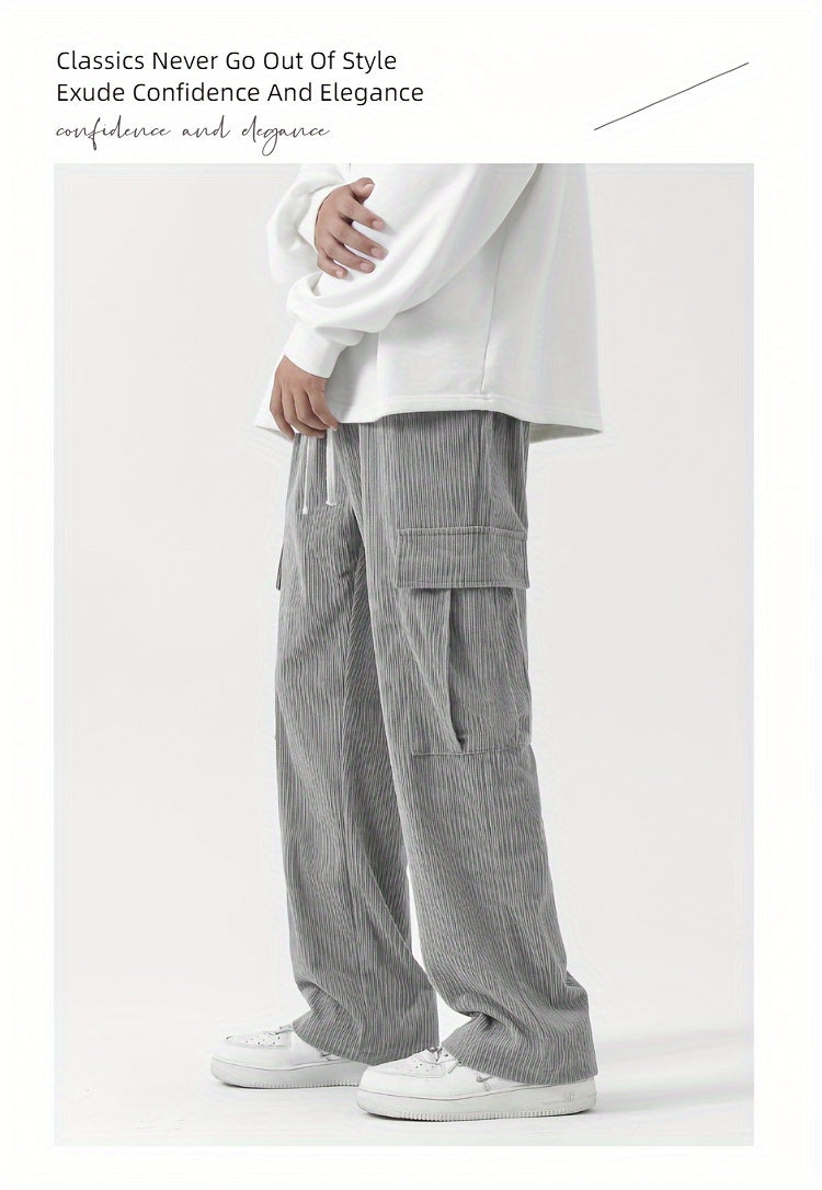Pantalon Cargo Homme en Velours Côtelé – Style Décontracté et Fonctionnel