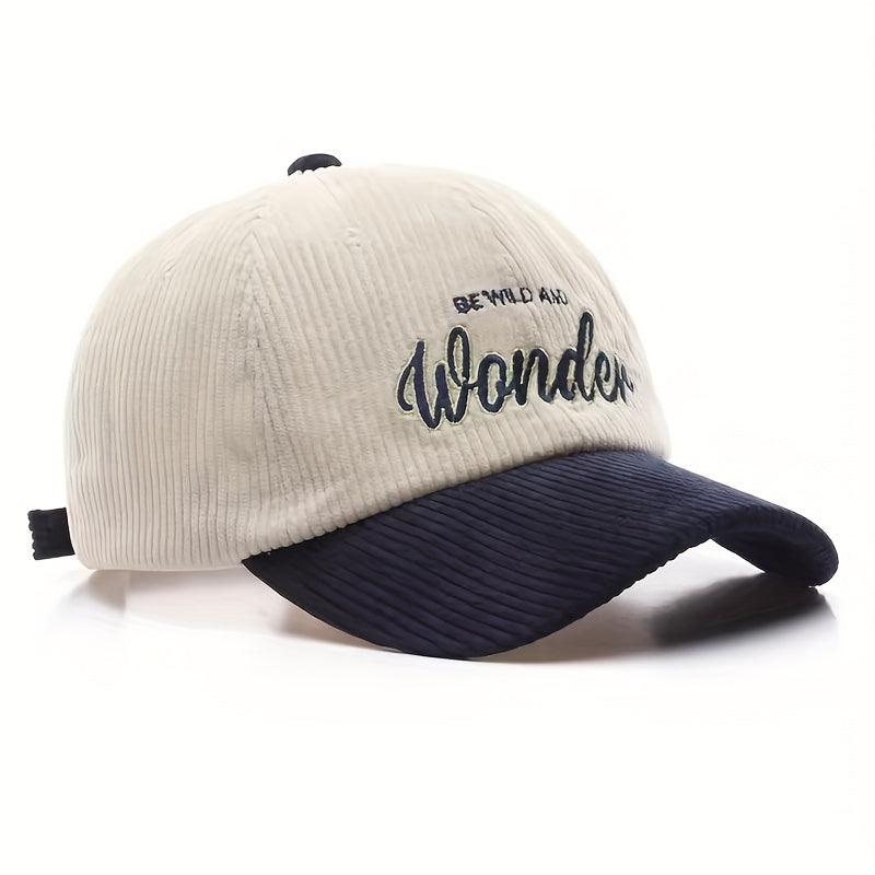 Casquette en velours côtelé brodée – Wondeur