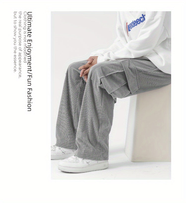 Pantalon Cargo Homme en Velours Côtelé – Style Décontracté et Fonctionnel