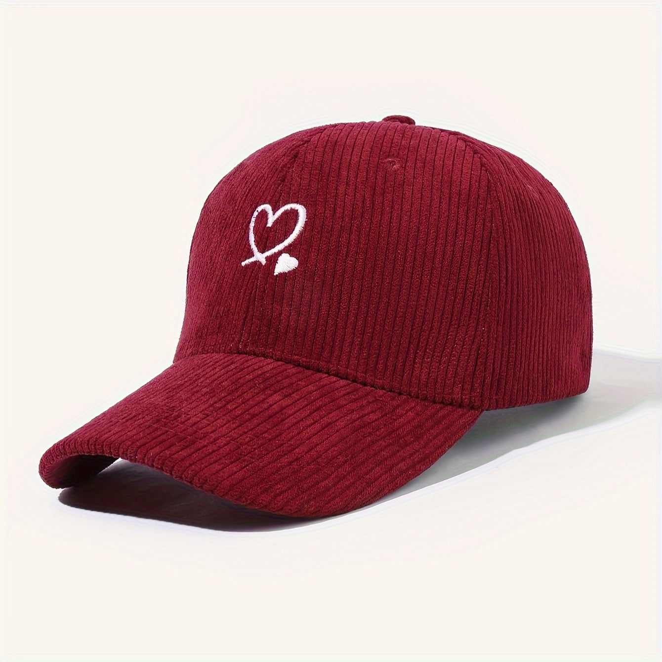Casquette en velours côtelé brodée – Cœur