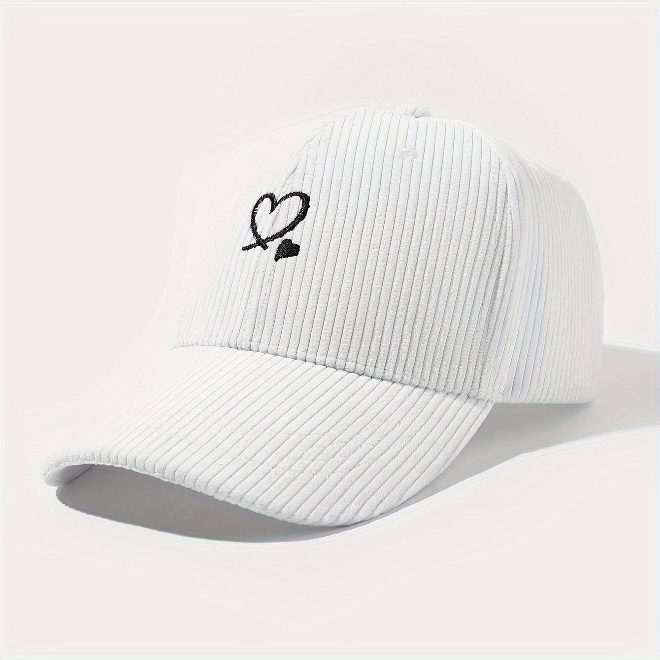 Casquette en velours côtelé brodée – Cœur