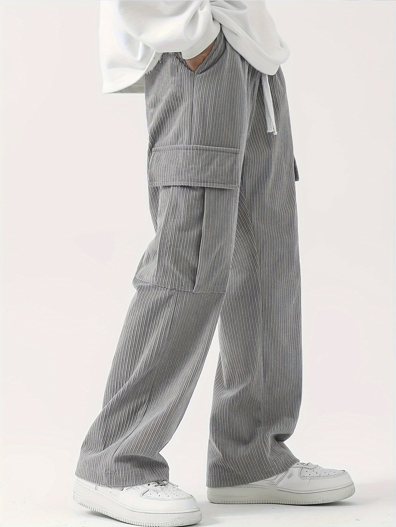 Pantalon Cargo Homme en Velours Côtelé – Style Décontracté et Fonctionnel