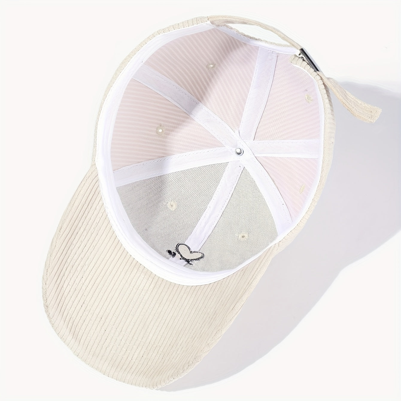 Casquette en velours côtelé brodée – Cœur