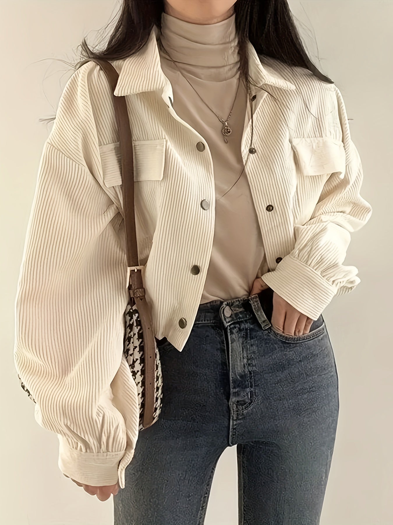 Veste Femme Oversize en Velours Côtelé – Élégance Décontractée