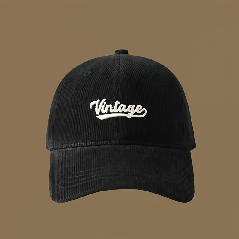 Casquette en velours côtelé brodée – Vintage