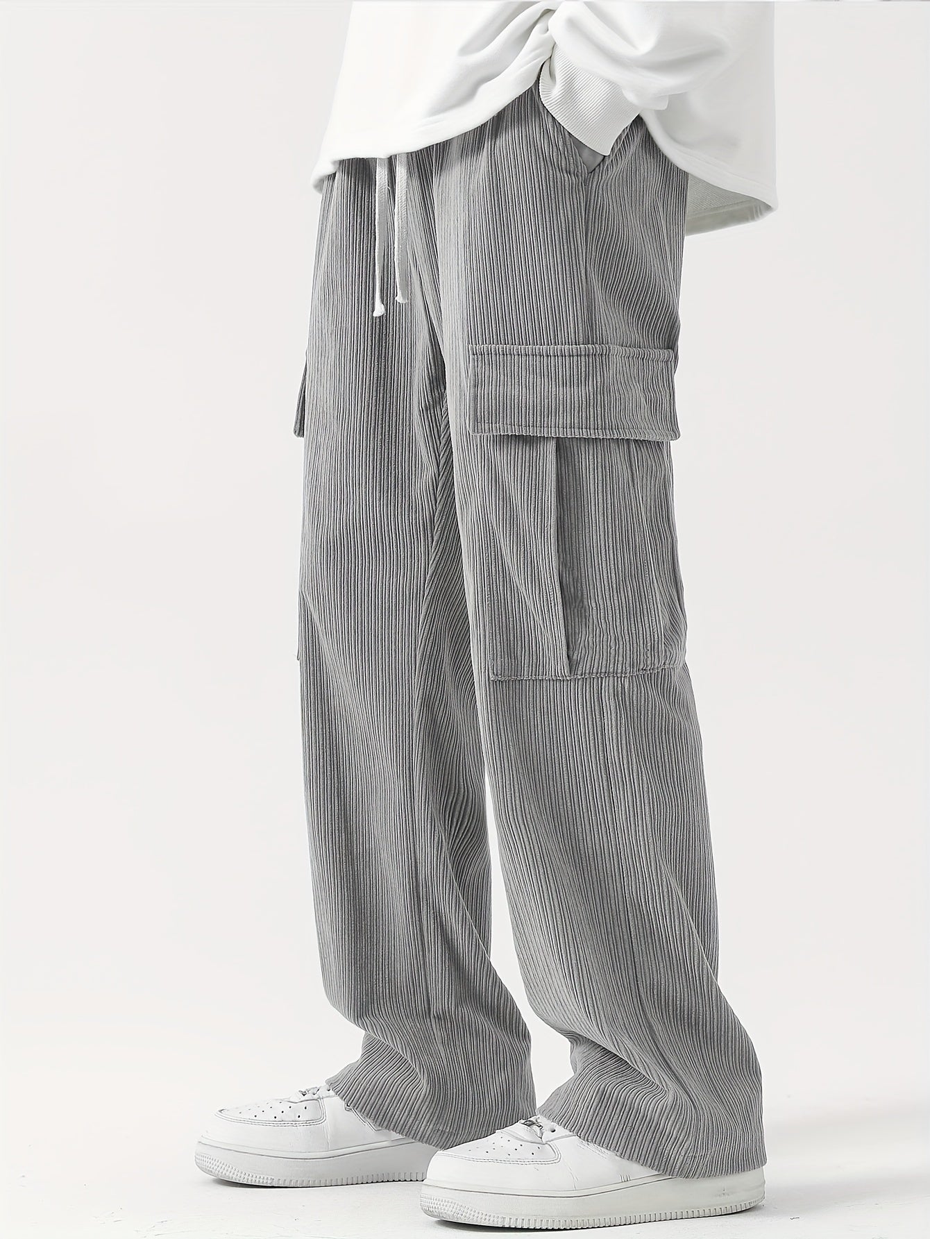 Pantalon Cargo Homme en Velours Côtelé – Style Décontracté et Fonctionnel