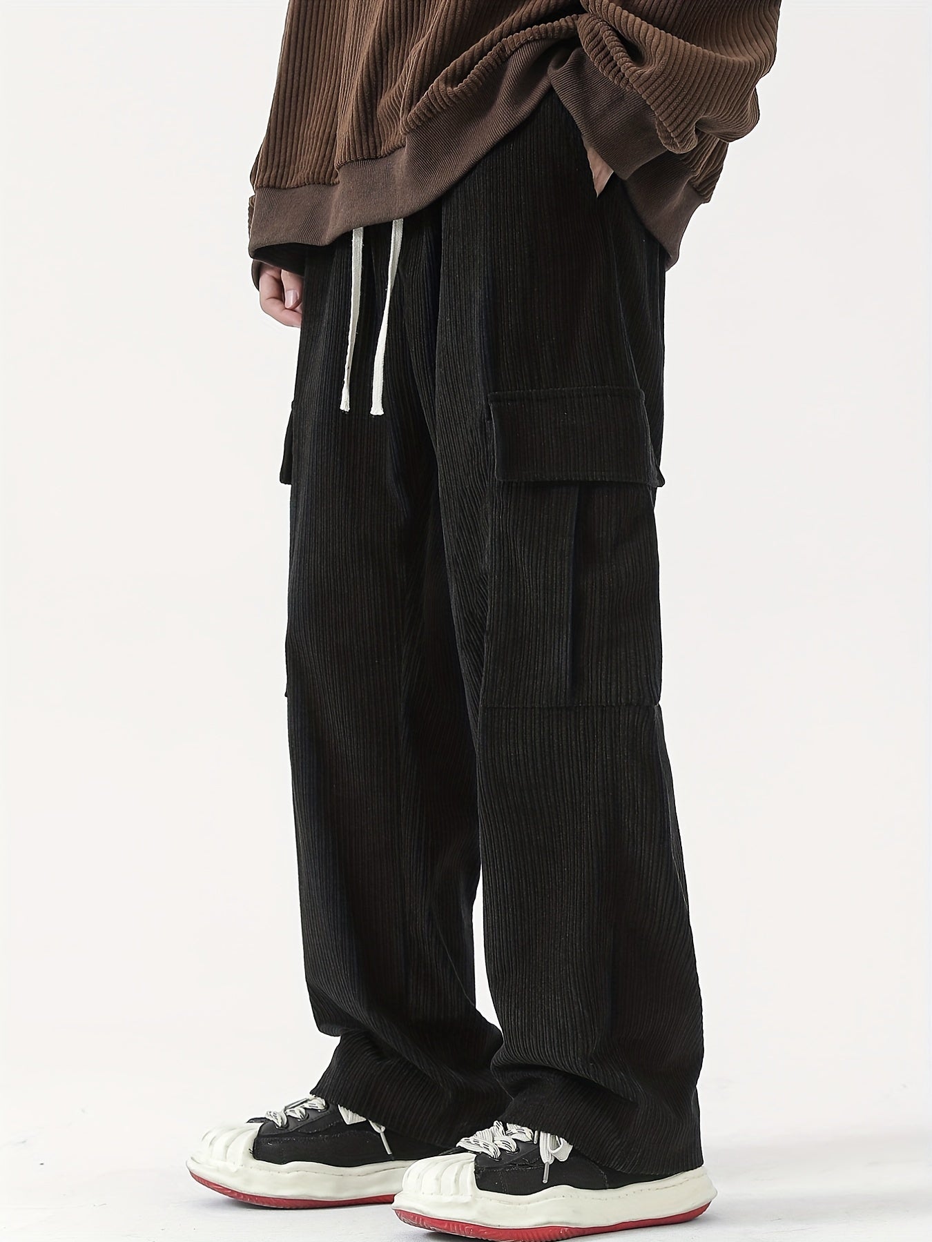 Pantalon Cargo Homme en Velours Côtelé – Style Décontracté et Fonctionnel