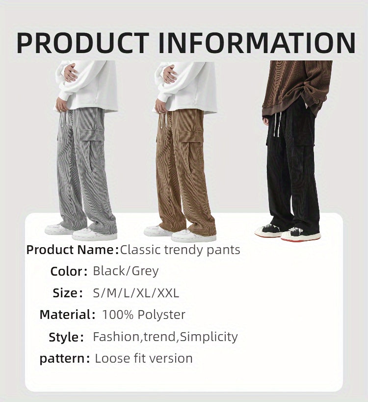 Pantalon Cargo Homme en Velours Côtelé – Style Décontracté et Fonctionnel