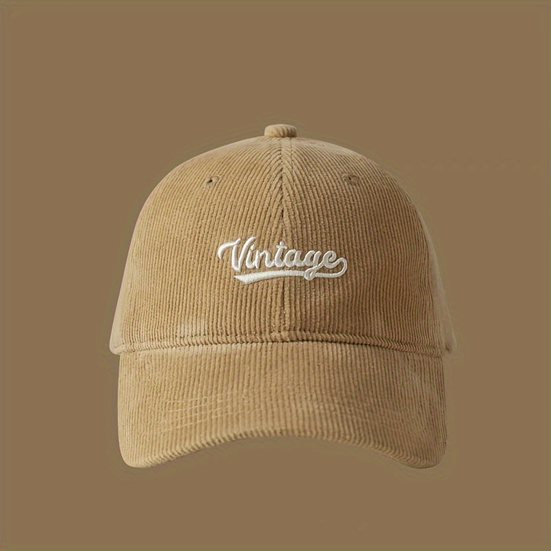 Casquette en velours côtelé brodée – Vintage