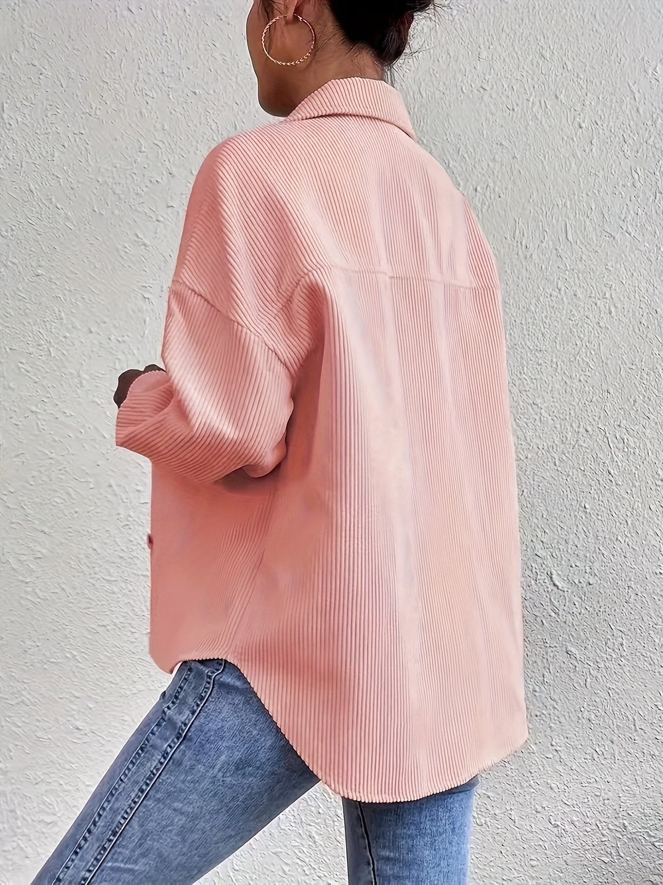 Veste Femme Oversize en Velours Côtelé – Poches à Rabat