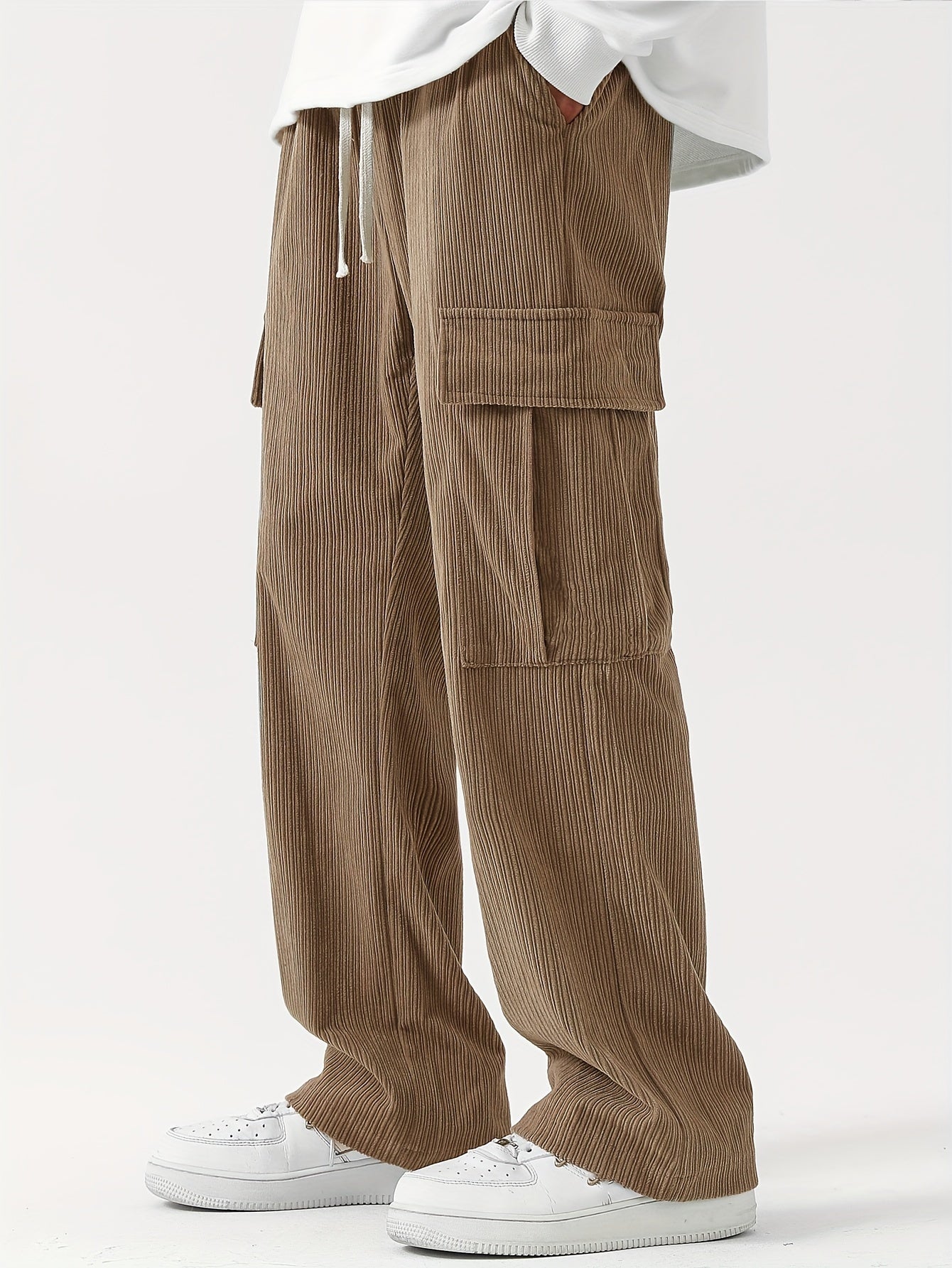 Pantalon Cargo Homme en Velours Côtelé – Style Décontracté et Fonctionnel