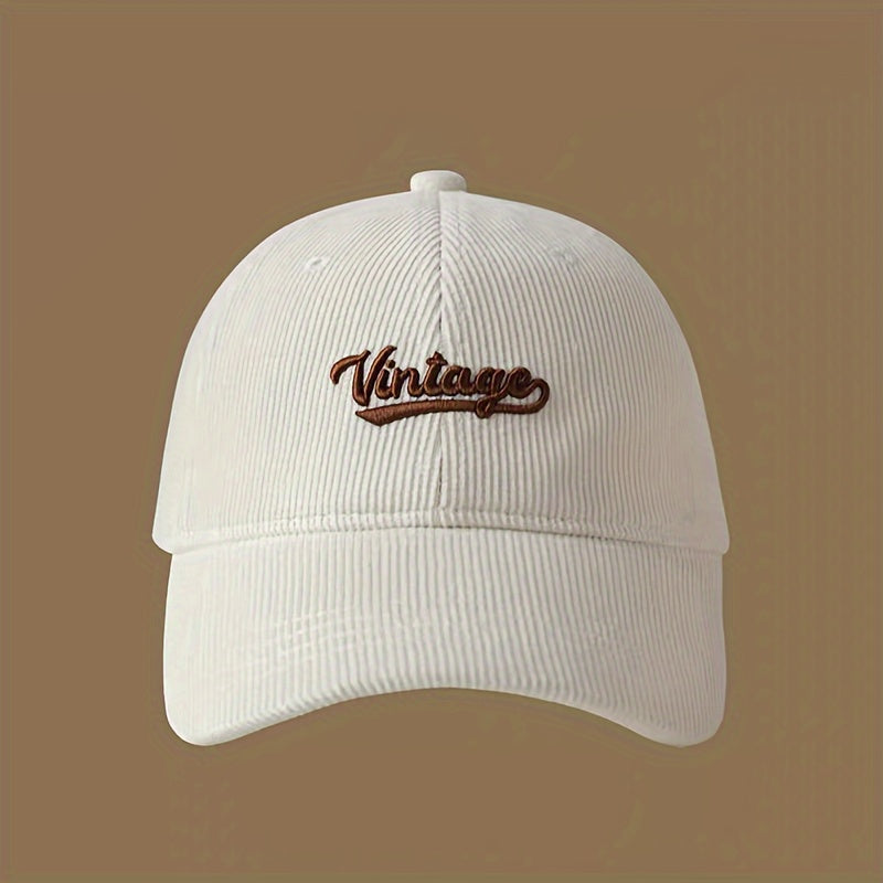 Casquette en velours côtelé brodée – Vintage